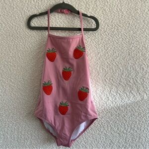 Mini Boden One Piece‎ Girls Embroidered Strawberry Bathing Swim Suit Size 7-8Y
